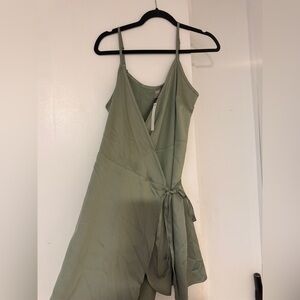 ASOS Dusty Green V-Neck Dress